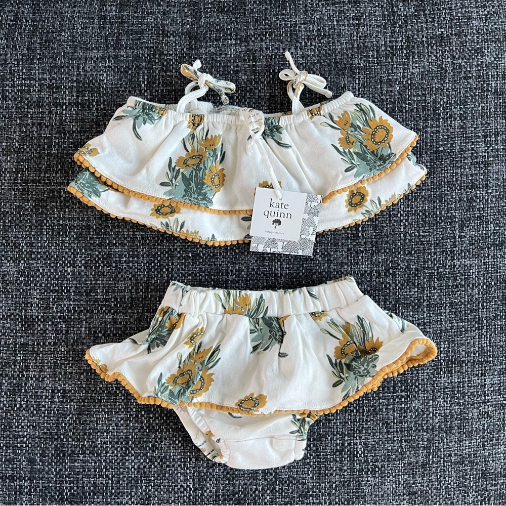 NWT Kate Quinn 2 Piece Double Ruffle Sunsuit Size 18-24 Months